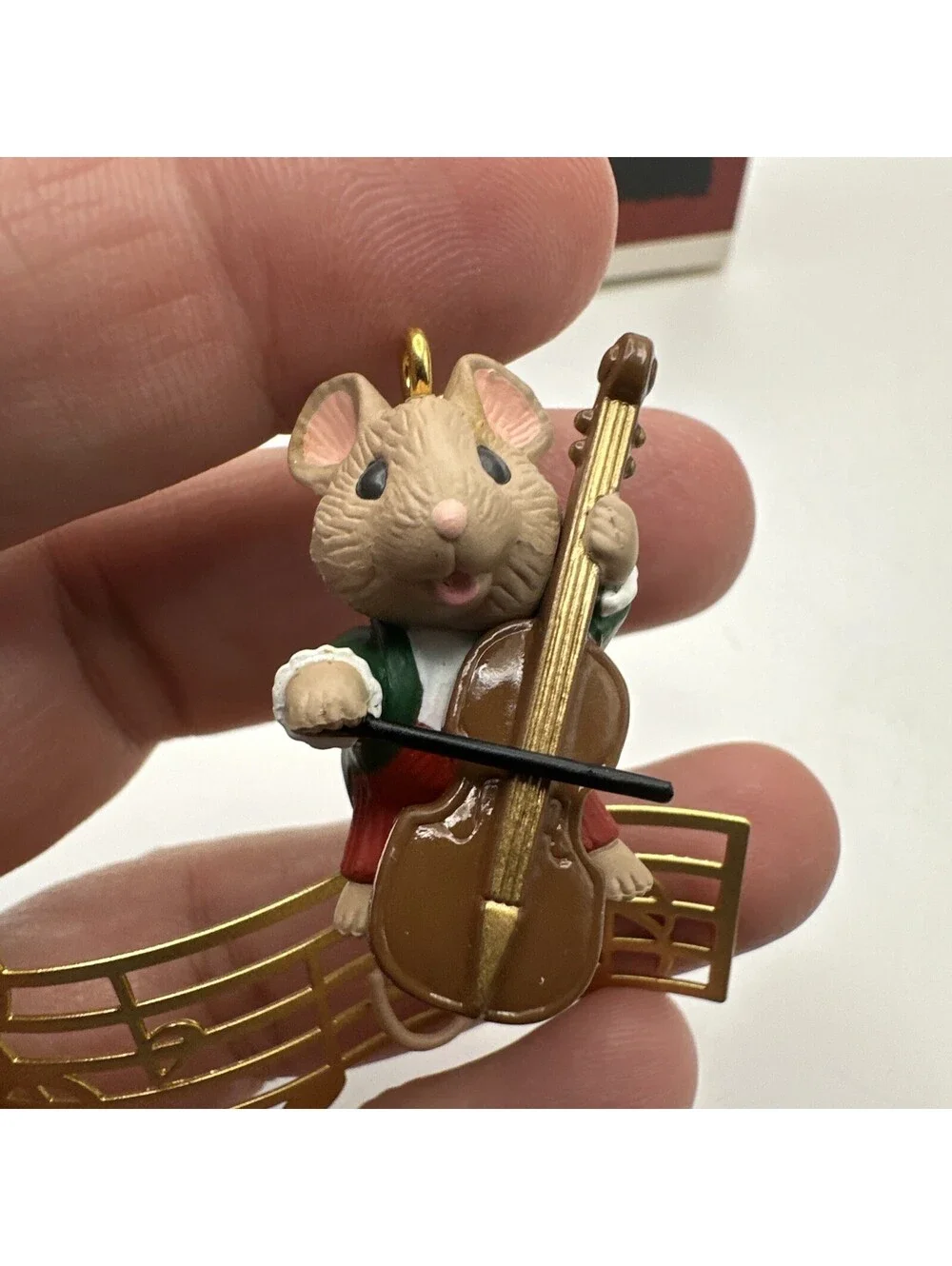 1993 Hallmark Keepsake Ornament Makin Music Brass  Mouse Playing Cello Violin